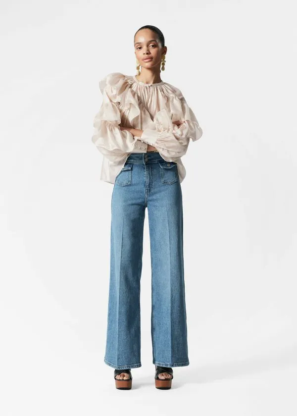Women Blouses and Shirts and Other Stories Asymmetric Ruffle Blouse Cream