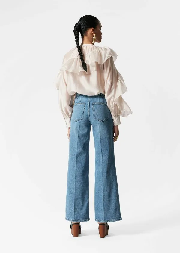 Women Blouses and Shirts and Other Stories Asymmetric Ruffle Blouse Cream