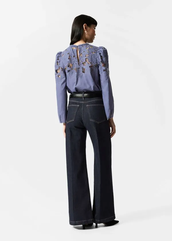 Women Blouses and Shirts and Other Stories Embroidered PuffSleeve Blouse Purple