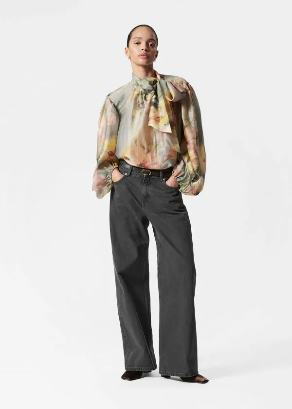 Women Blouses and Shirts and Other Stories PuffSleeve BowDetail Blouse Tan