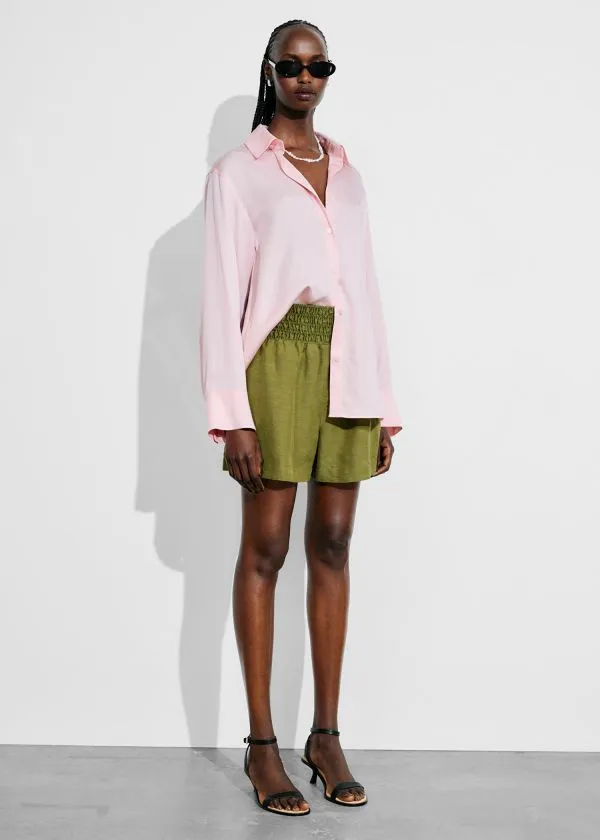 Women Blouses and Shirts and Other Stories Satin Shirt Light Pink