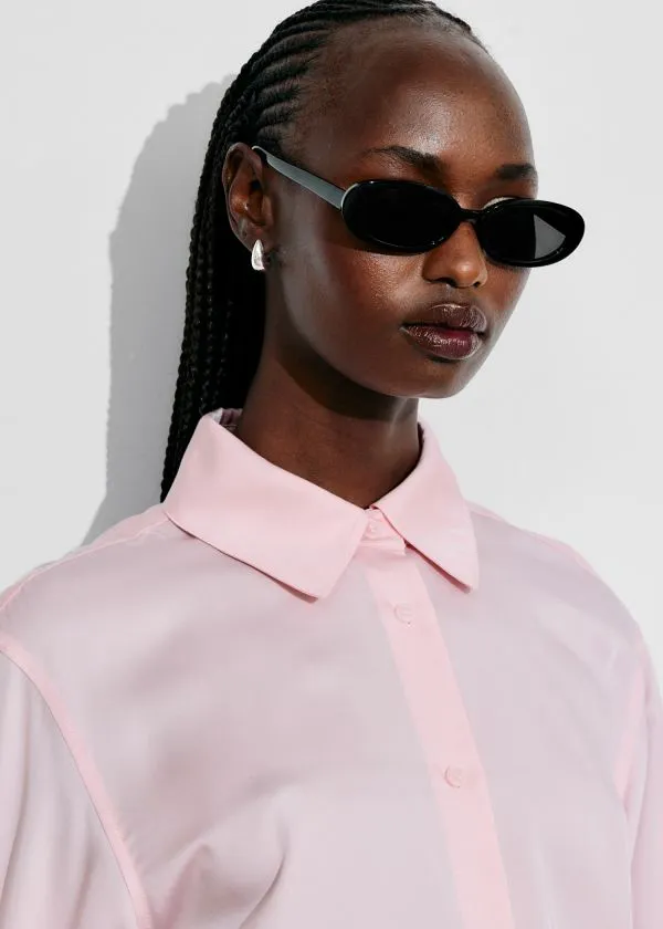 Women Blouses and Shirts and Other Stories Satin Shirt Light Pink
