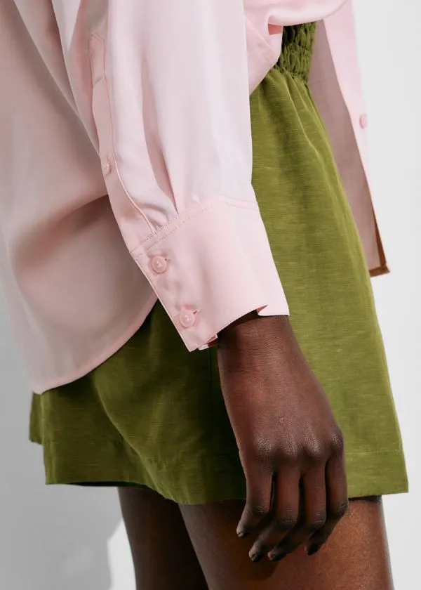 Women Blouses and Shirts and Other Stories Satin Shirt Light Pink