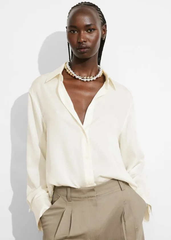Women Blouses and Shirts and Other Stories Satin Shirt White