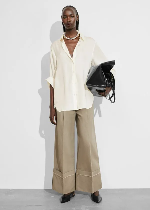 Women Blouses and Shirts and Other Stories Satin Shirt White