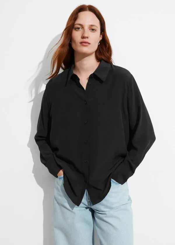 Women Blouses and Shirts and Other Stories Silk Shirt Black