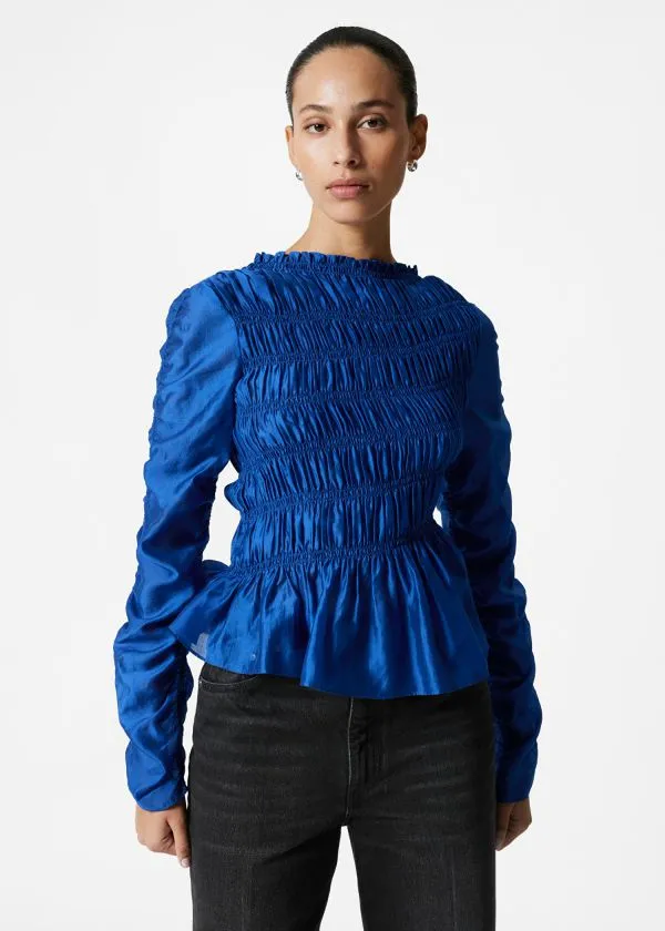 Women Blouses and Shirts and Other Stories Smocked Top Blue