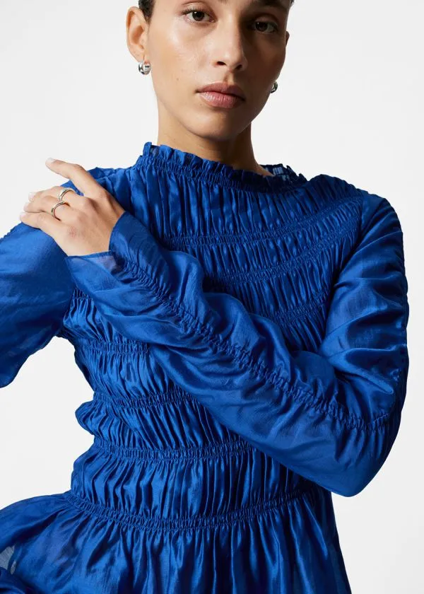 Women Blouses and Shirts and Other Stories Smocked Top Blue