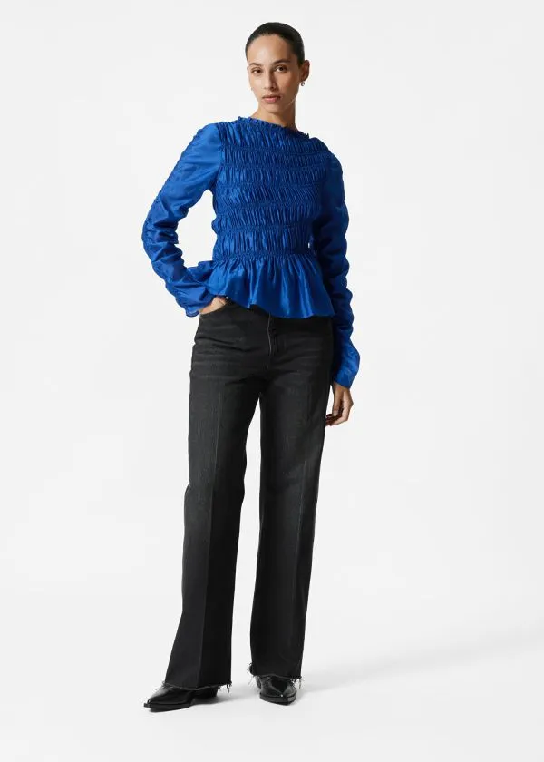 Women Blouses and Shirts and Other Stories Smocked Top Blue