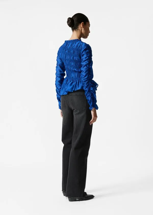 Women Blouses and Shirts and Other Stories Smocked Top Blue