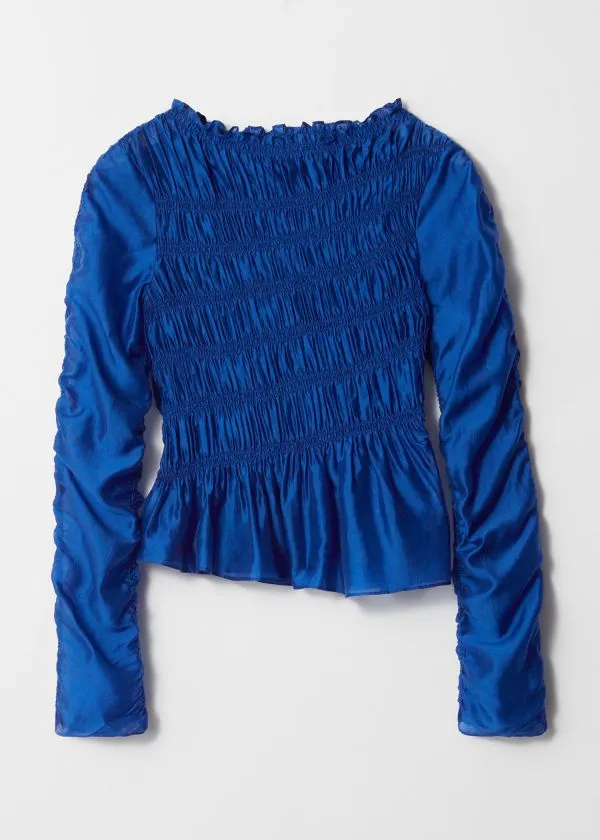 Women Blouses and Shirts and Other Stories Smocked Top Blue