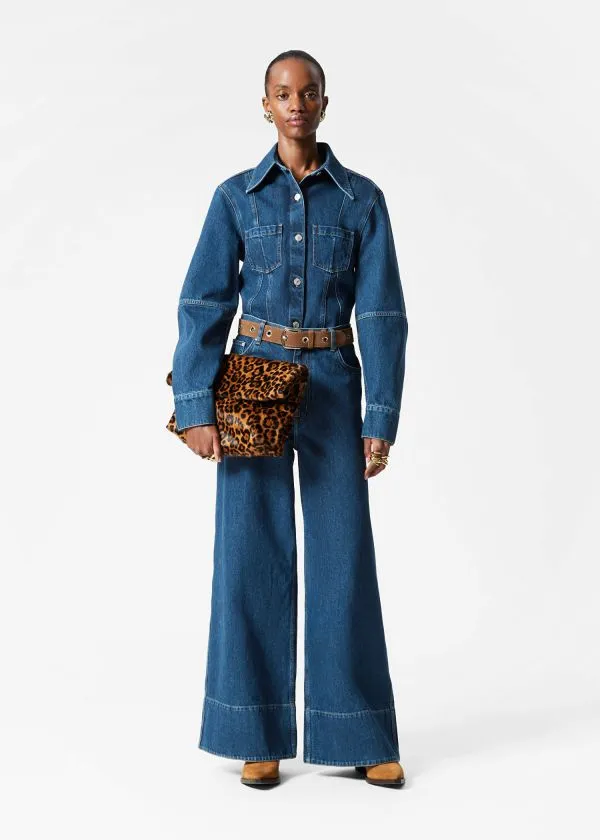 Women Blouses and Shirts and Other Stories Tapered Denim Shirt Mid Blue