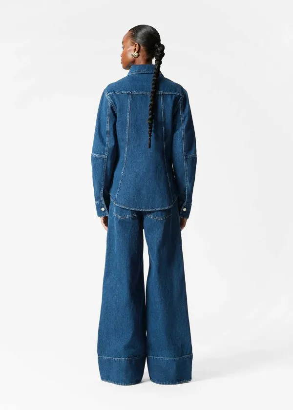 Women Blouses and Shirts and Other Stories Tapered Denim Shirt Mid Blue