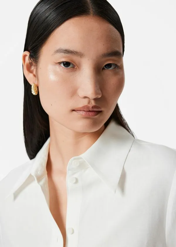 Women Blouses and Shirts and Other Stories TieFront Shirt White