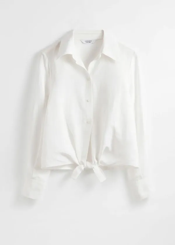 Women Blouses and Shirts and Other Stories TieFront Shirt White