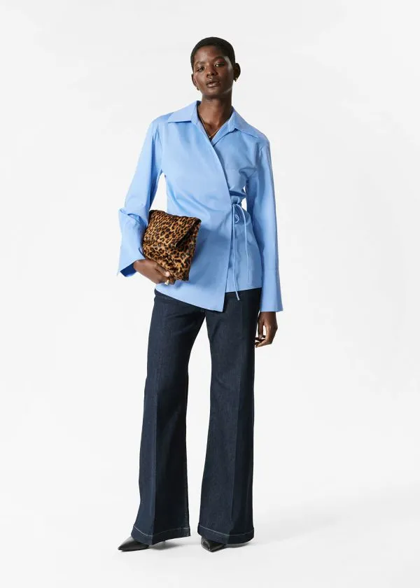 Women Blouses and Shirts and Other Stories WrapTie Shirt Mid Blue