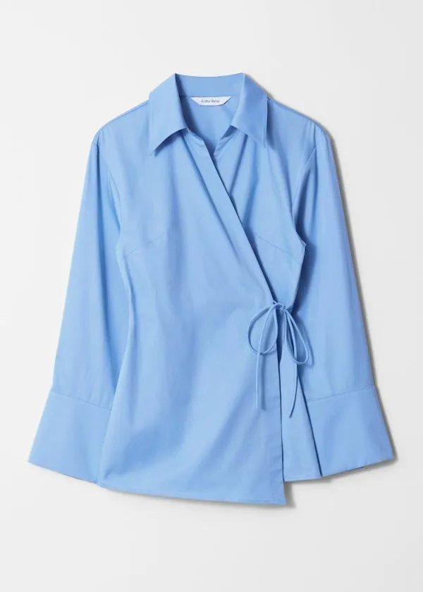 Women Blouses and Shirts and Other Stories WrapTie Shirt Mid Blue
