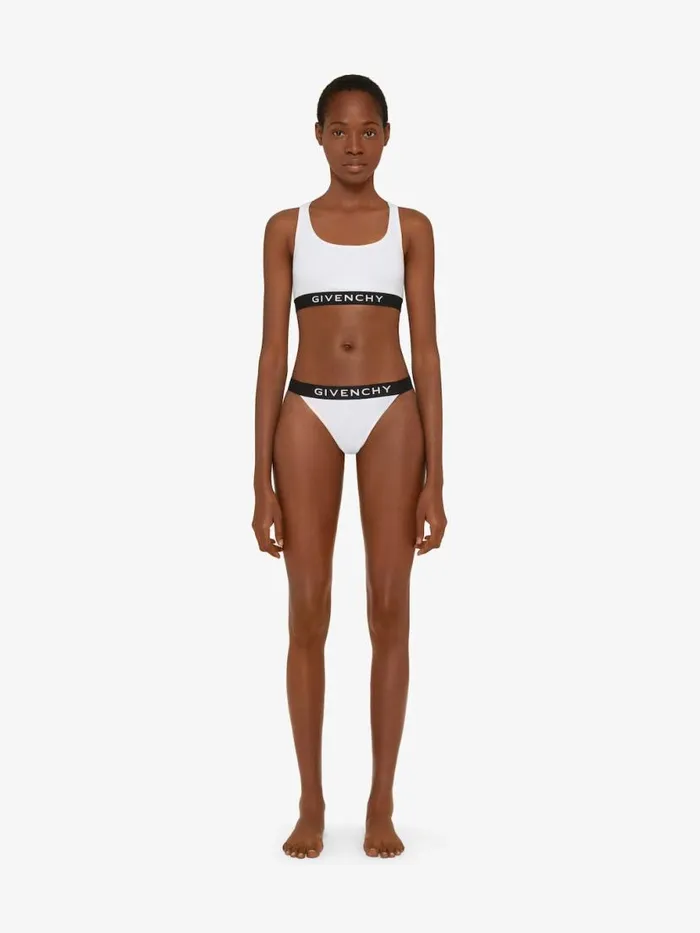 Women Bodysuits and Underwear Givenchy Thong In Jersey Bio With GIVENCHY 4G Signature White