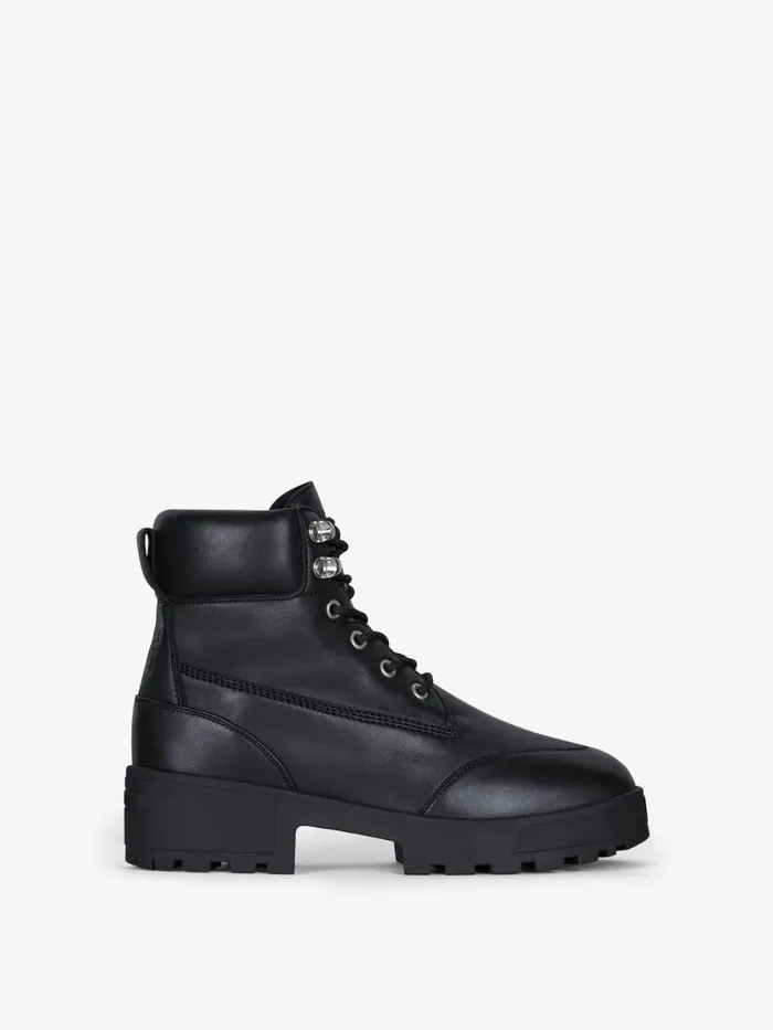 Women Boots and Booties Givenchy Trekker Ankle Workboots In Leather Black