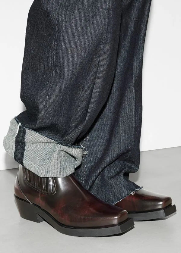Women Boots and Other Stories Leather Biker Chelsea Boots Burgundy