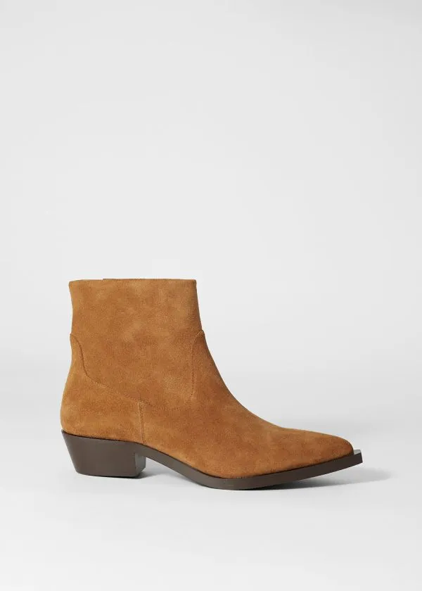 Women Boots and Other Stories PointToe Leather Ankle Boots Beige Suede