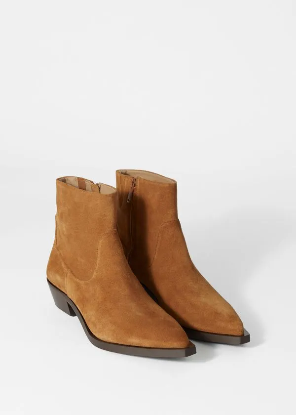 Women Boots and Other Stories PointToe Leather Ankle Boots Beige Suede