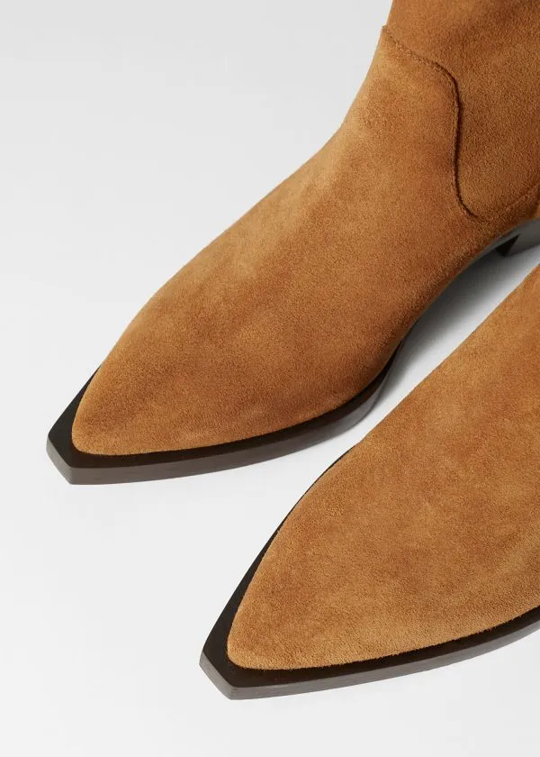 Women Boots and Other Stories PointToe Leather Ankle Boots Beige Suede