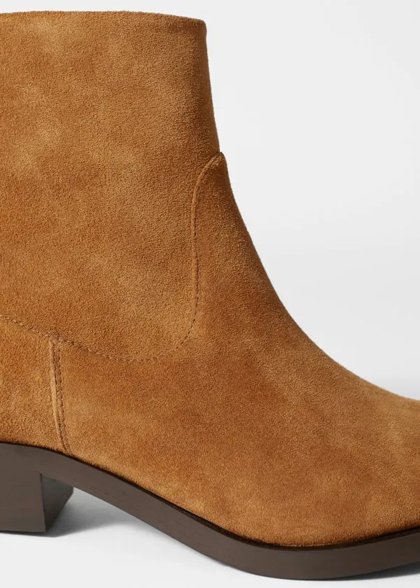 Women Boots and Other Stories PointToe Leather Ankle Boots Beige Suede