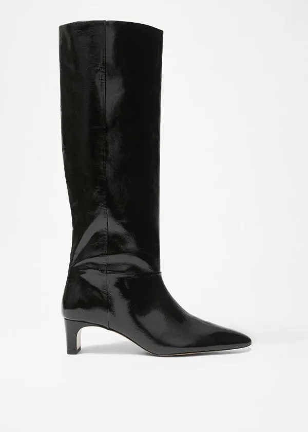 Women Boots and Other Stories PointedToe KneeHigh Boots Black Patent Leather