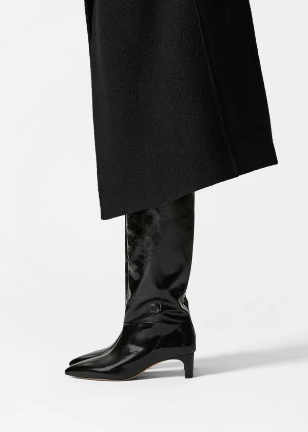 Women Boots and Other Stories PointedToe KneeHigh Boots Black Patent Leather