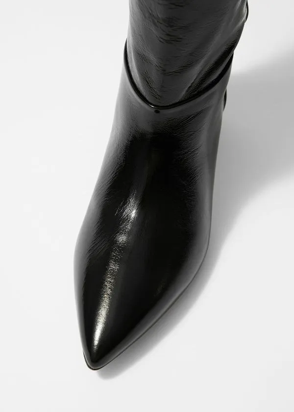 Women Boots and Other Stories PointedToe KneeHigh Boots Black Patent Leather