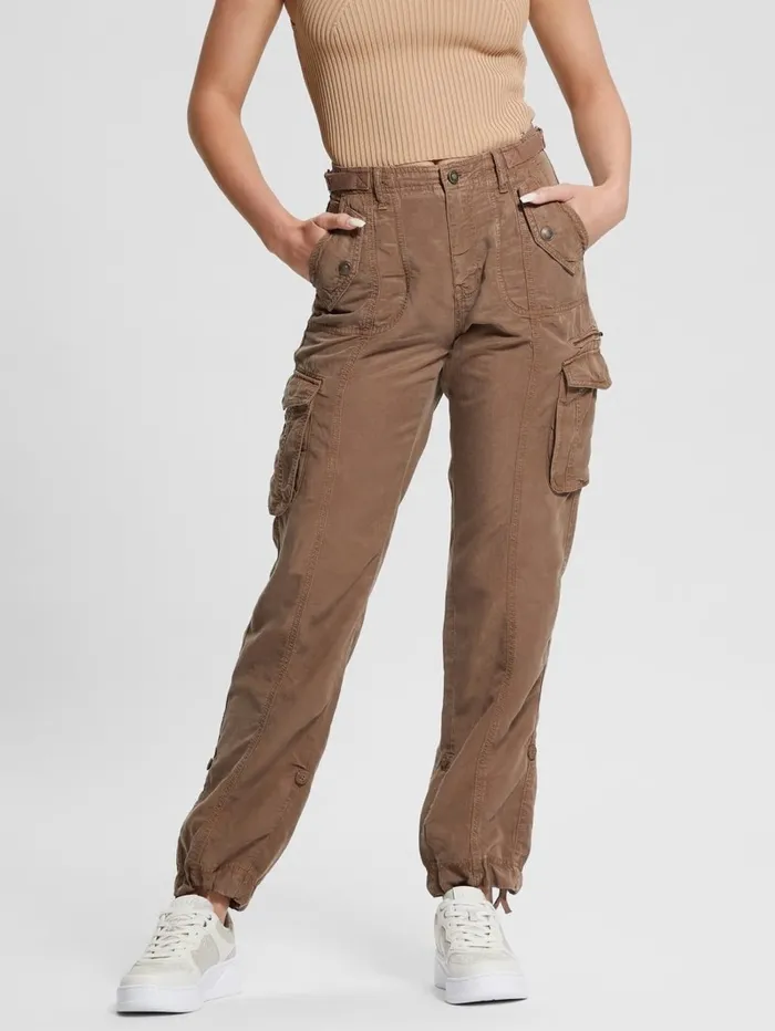 Women Bottoms GUESS Eco Nessi Cargo Pants Silk Taupe Multi