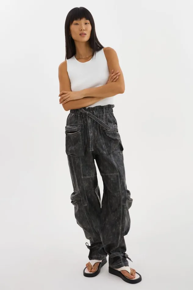 Women BRAXTON Faux Leather Cargo Pants Vintage Black LAMARQUE Pants and Shorts Women BRAXTON Faux Leather Cargo Pants Vintage Black LAMARQUE Pants and Shorts