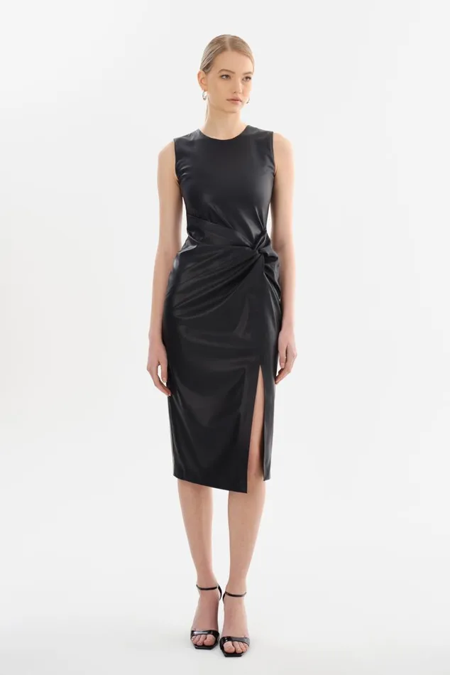 Women BRETT Faux Leather Dress Black LAMARQUE Dresses