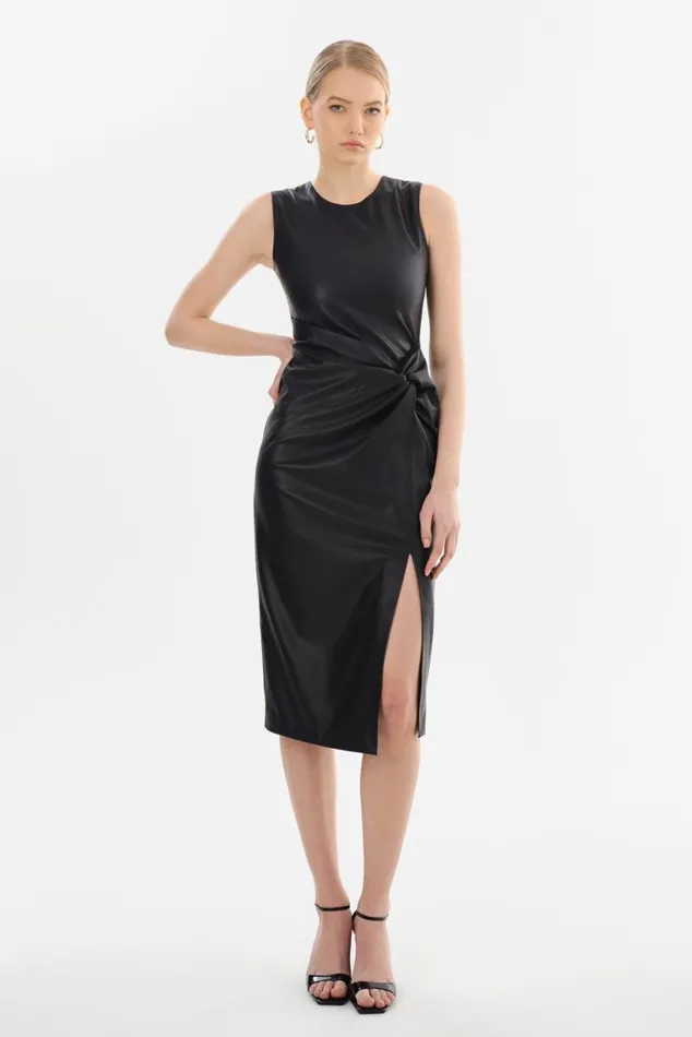 Women BRETT Faux Leather Dress Black LAMARQUE Dresses