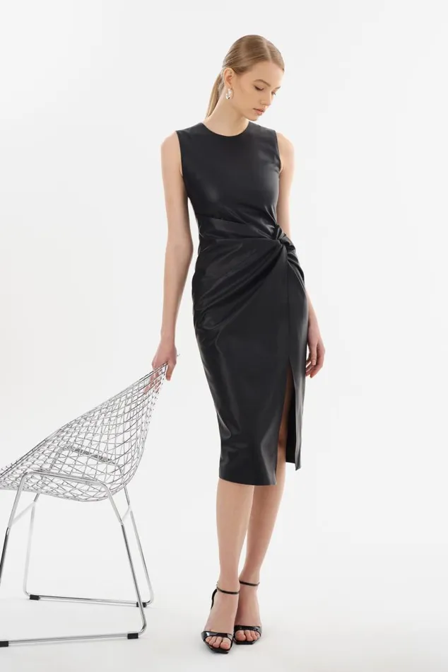 Women BRETT Faux Leather Dress Black LAMARQUE Dresses