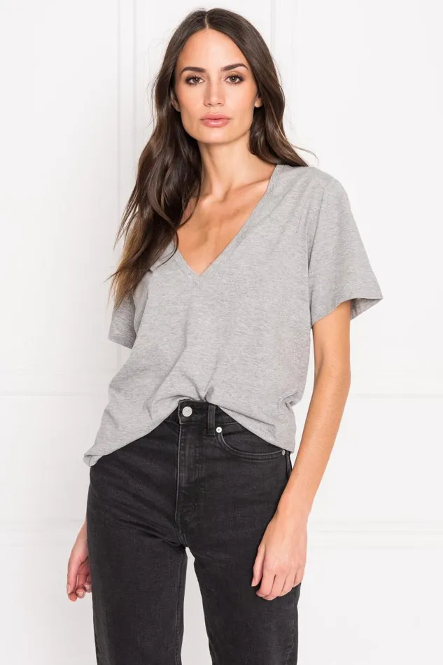 Women CECILIA Deep Vneck Tee Heather Grey LAMARQUE Tops