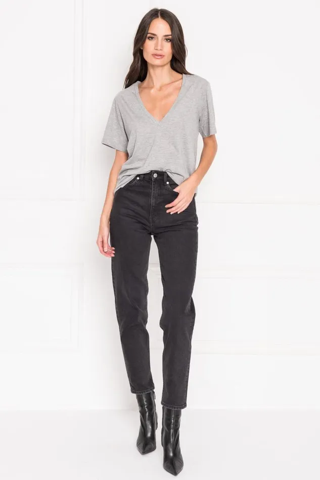 Women CECILIA Deep Vneck Tee Heather Grey LAMARQUE Tops