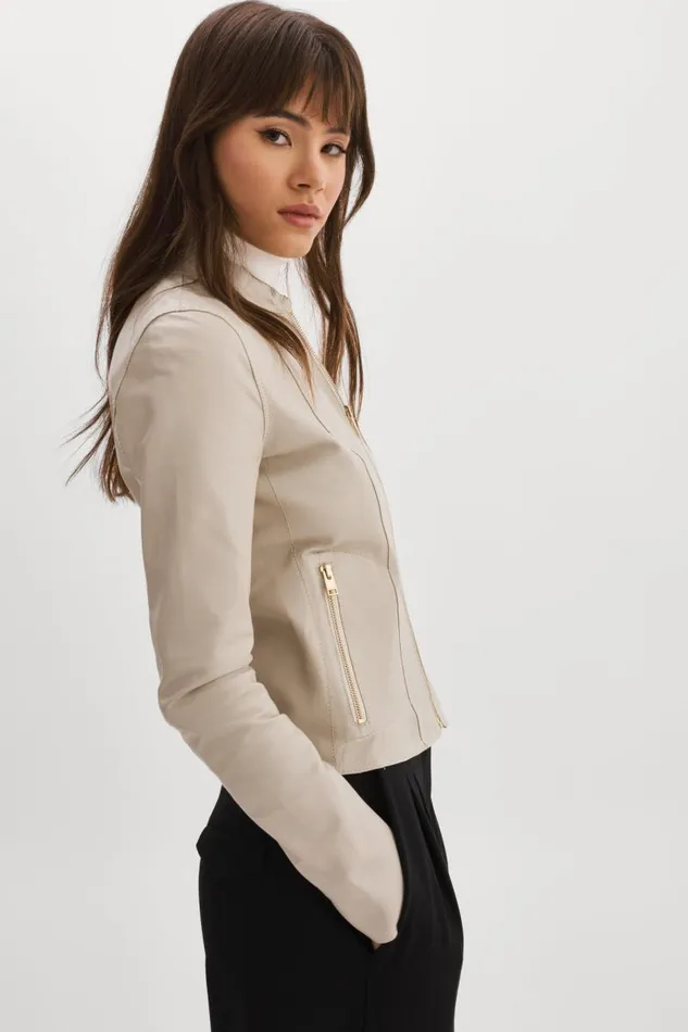 Women CHAPIN Reversible Leather Bomber Bonegold LAMARQUE Leather Jackets Women CHAPIN Reversible Leather Bomber Bonegold LAMARQUE Leather Jackets