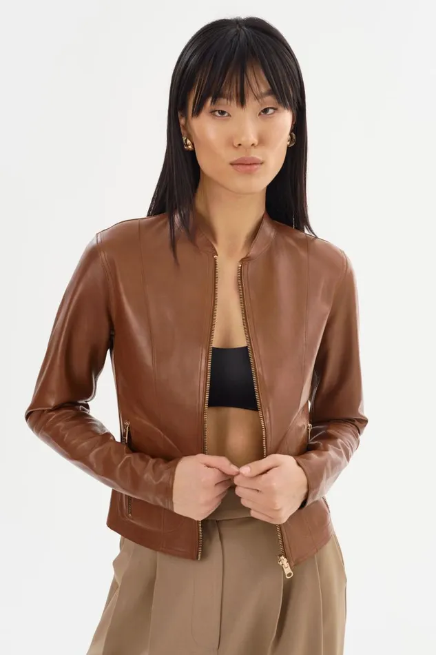 Women CHAPIN Reversible Leather Bomber Luggagegold LAMARQUE Bombers