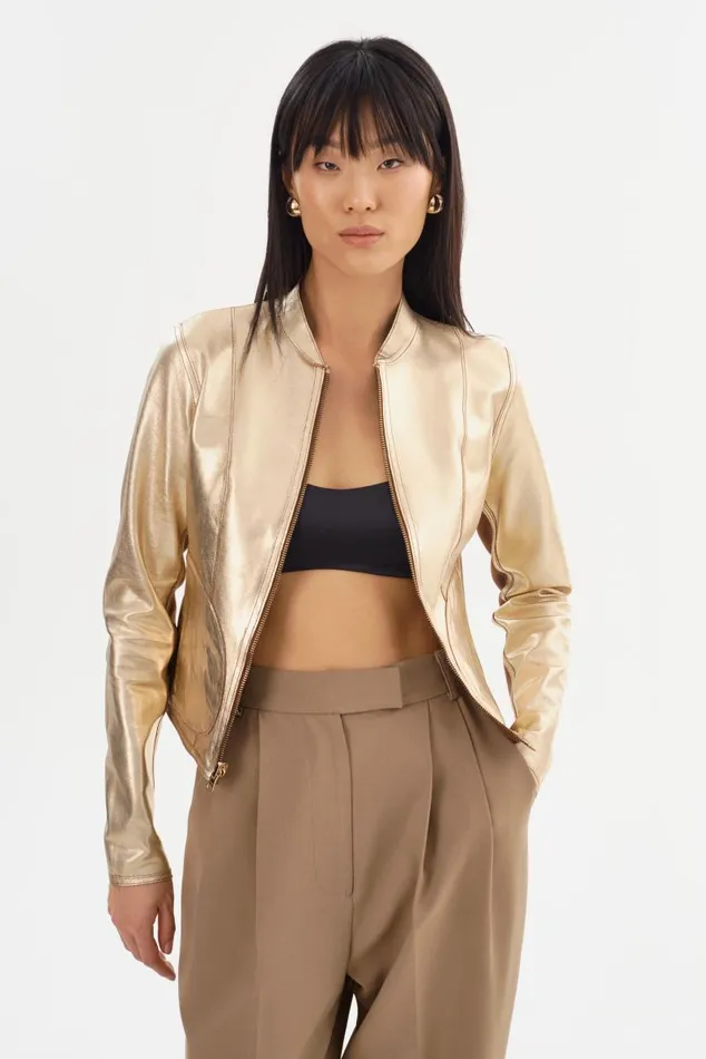 Women CHAPIN Reversible Leather Bomber Luggagegold LAMARQUE Bombers Women CHAPIN Reversible Leather Bomber Luggagegold LAMARQUE Bombers