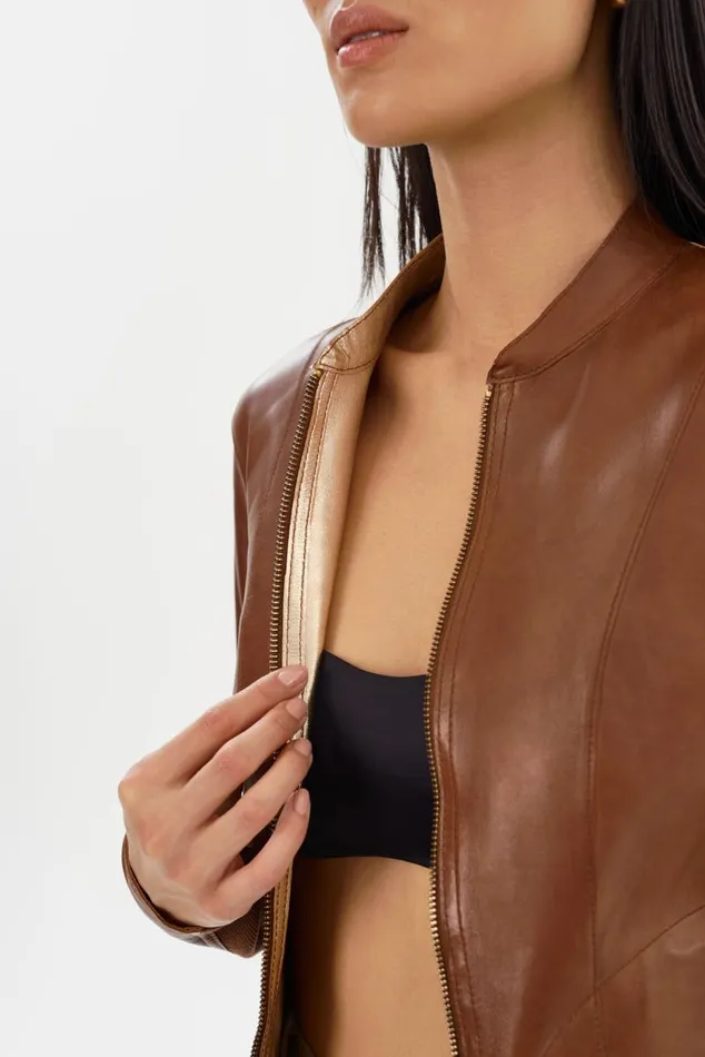 Women CHAPIN Reversible Leather Bomber Luggagegold LAMARQUE Bombers Women CHAPIN Reversible Leather Bomber Luggagegold LAMARQUE Bombers