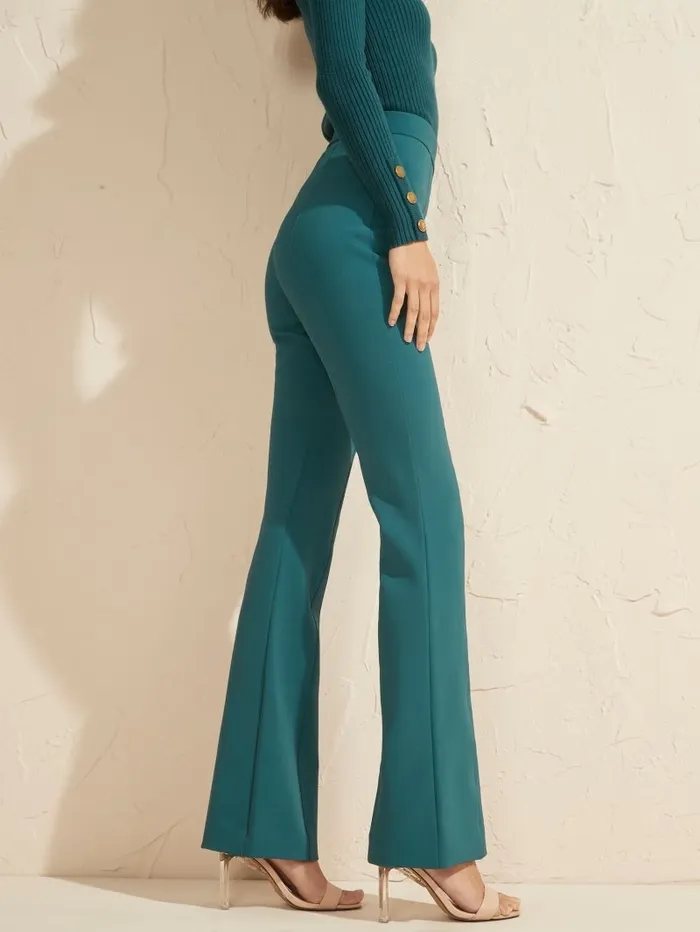 Women Chloe Flared Pant Regal Teal Multi Bottoms GUESS Women Chloe Flared Pant Regal Teal Multi Bottoms GUESS