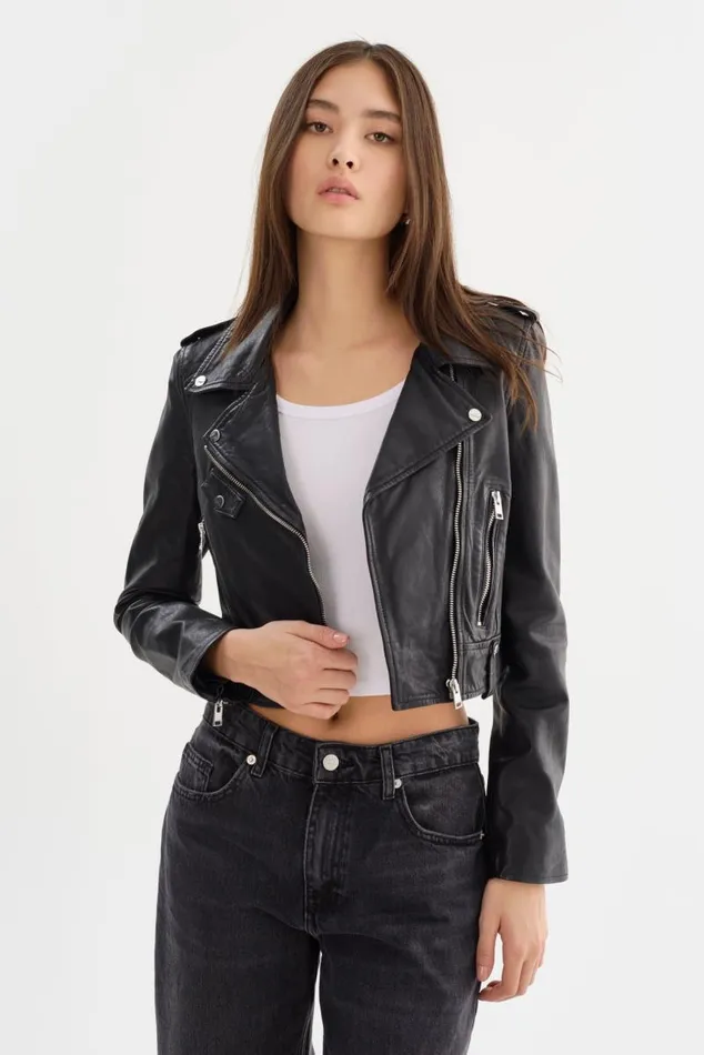 Women CIARA Cropped Leather Biker Jacket Black LAMARQUE Leather Jackets Women CIARA Cropped Leather Biker Jacket Black LAMARQUE Leather Jackets