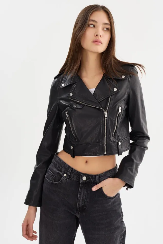 Women CIARA Cropped Leather Biker Jacket Black LAMARQUE Leather Jackets Women CIARA Cropped Leather Biker Jacket Black LAMARQUE Leather Jackets
