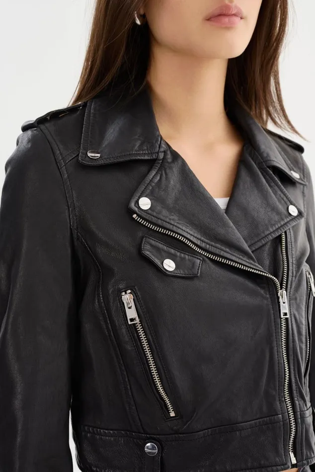 Women CIARA Cropped Leather Biker Jacket Black LAMARQUE Leather Jackets Women CIARA Cropped Leather Biker Jacket Black LAMARQUE Leather Jackets