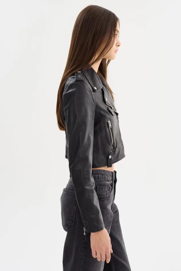 Women CIARA Cropped Leather Biker Jacket Black LAMARQUE Leather Jackets Women CIARA Cropped Leather Biker Jacket Black LAMARQUE Leather Jackets