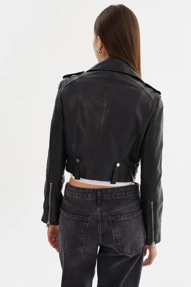 Women CIARA Cropped Leather Biker Jacket Black LAMARQUE Leather Jackets Women CIARA Cropped Leather Biker Jacket Black LAMARQUE Leather Jackets