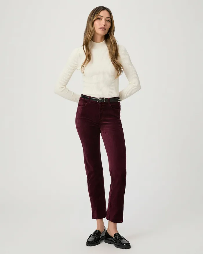 Women Cindy Straight Pant 8211 Dark Oxblood Velvet Pants PAIGE