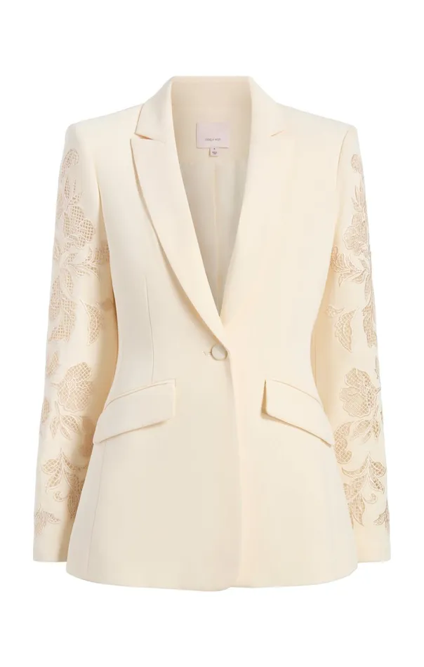 Women Cinq Sept Blazers Cutout Paisley Embellished Cheyenne Blazer Gardenia